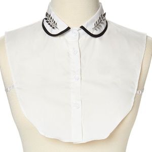White Piped-Collar Dickey & Removable Branch Pin